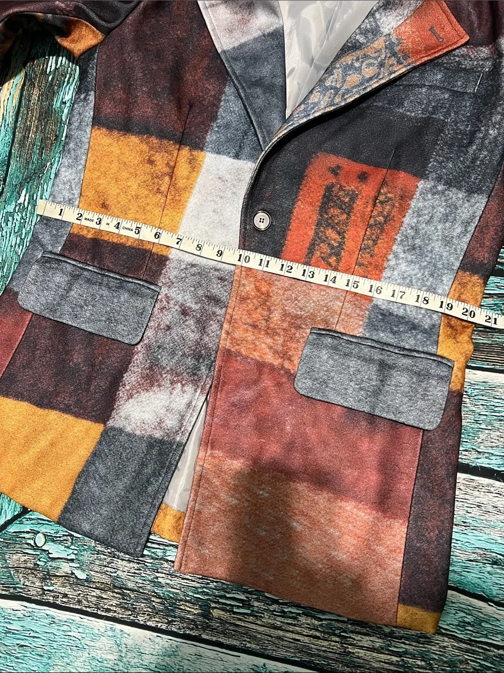 Men’s MANLY Casual Retro Plaid Patchwork Printed Blazer Jacket Medium